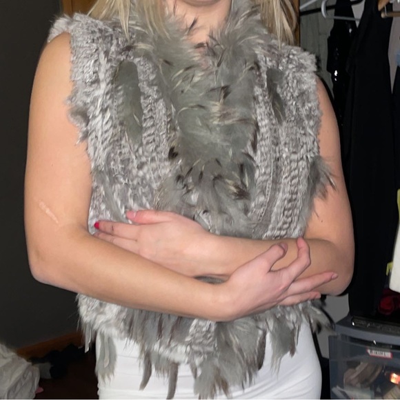 Rabbit fur grey vest coat - Picture 5 of 8